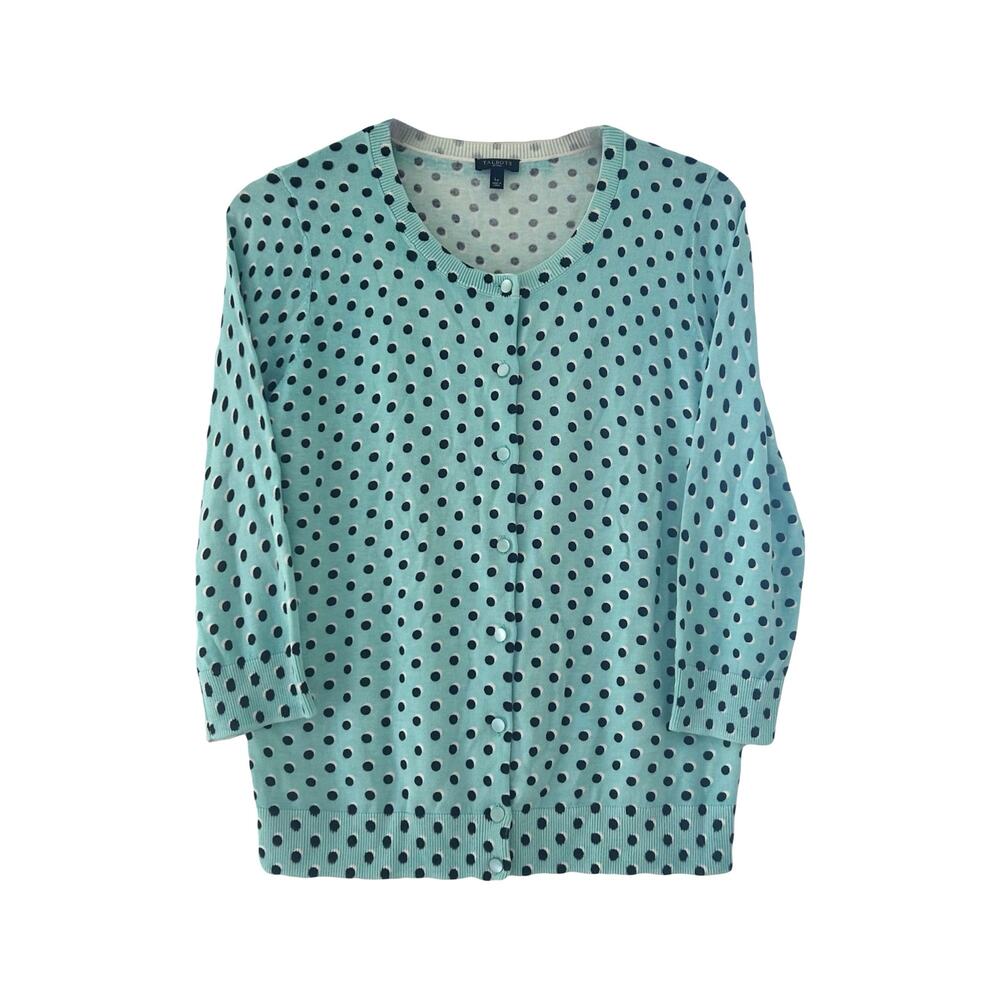 Talbots Polka Dot Button Down Cardigan Sz Large Petite